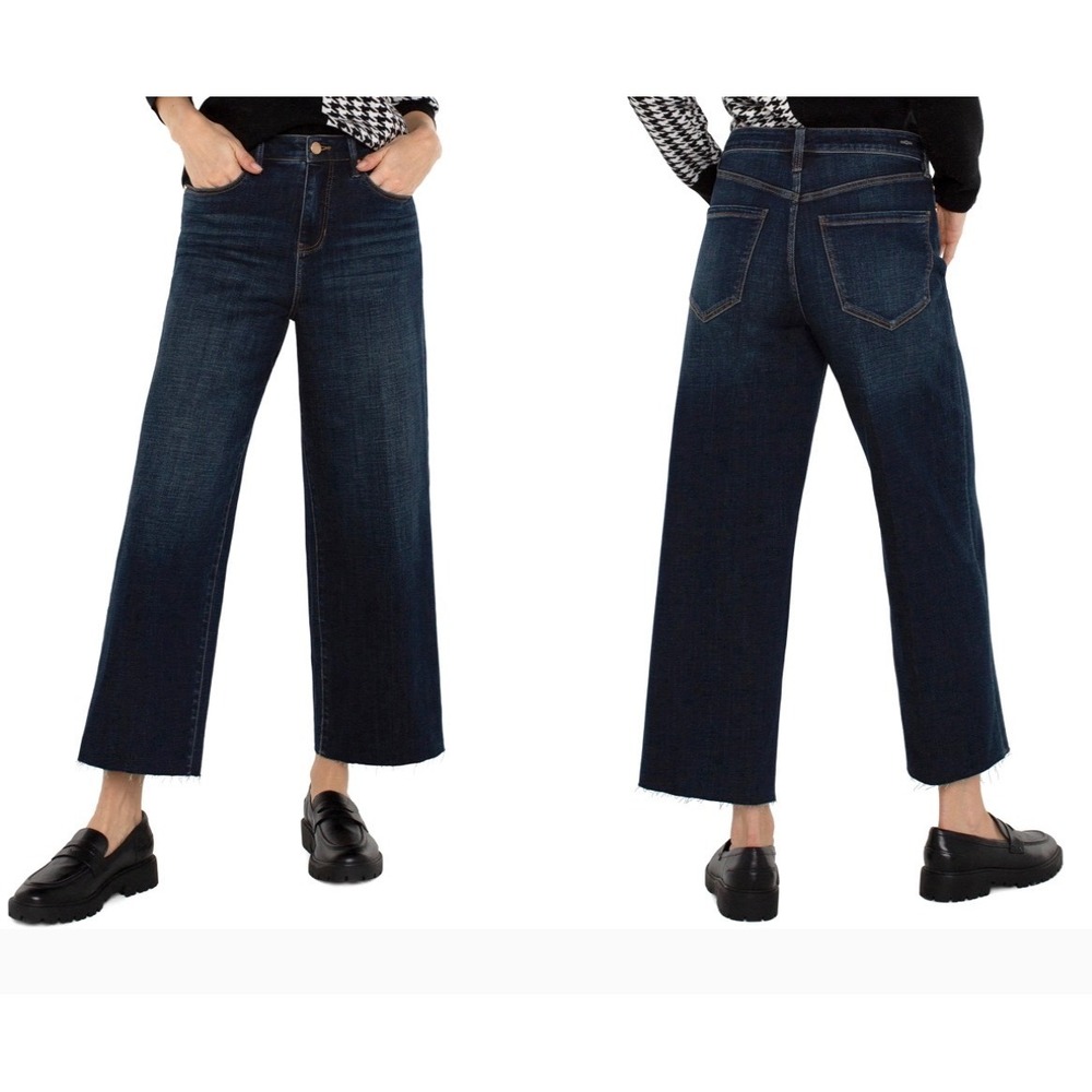 Liverpool Eco Stride High Rise Jeans Womens 12/31 Wide Leg Crop Flare Cut Hem
